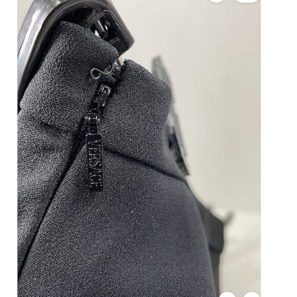 VERSACE Sz EU (IT) 36/US 0 Black Midi Skirt Front Slit Tulle Lining VERSACE LOGO - Picture 9 of 10